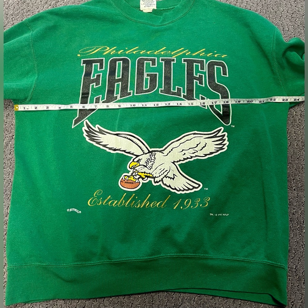Philadelphia Eagles Vintage Nutmeg Green Crewneck Sweatshirt 1993 - Picture 10 of 10